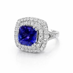 3.73ct Tanzanite Ring 14K White Gold And 3.31ct Natural Diamonds F-VS1